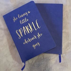 Faux Leather Texture 8.5x5.5” Hardcover Notebook with Gold Lettering